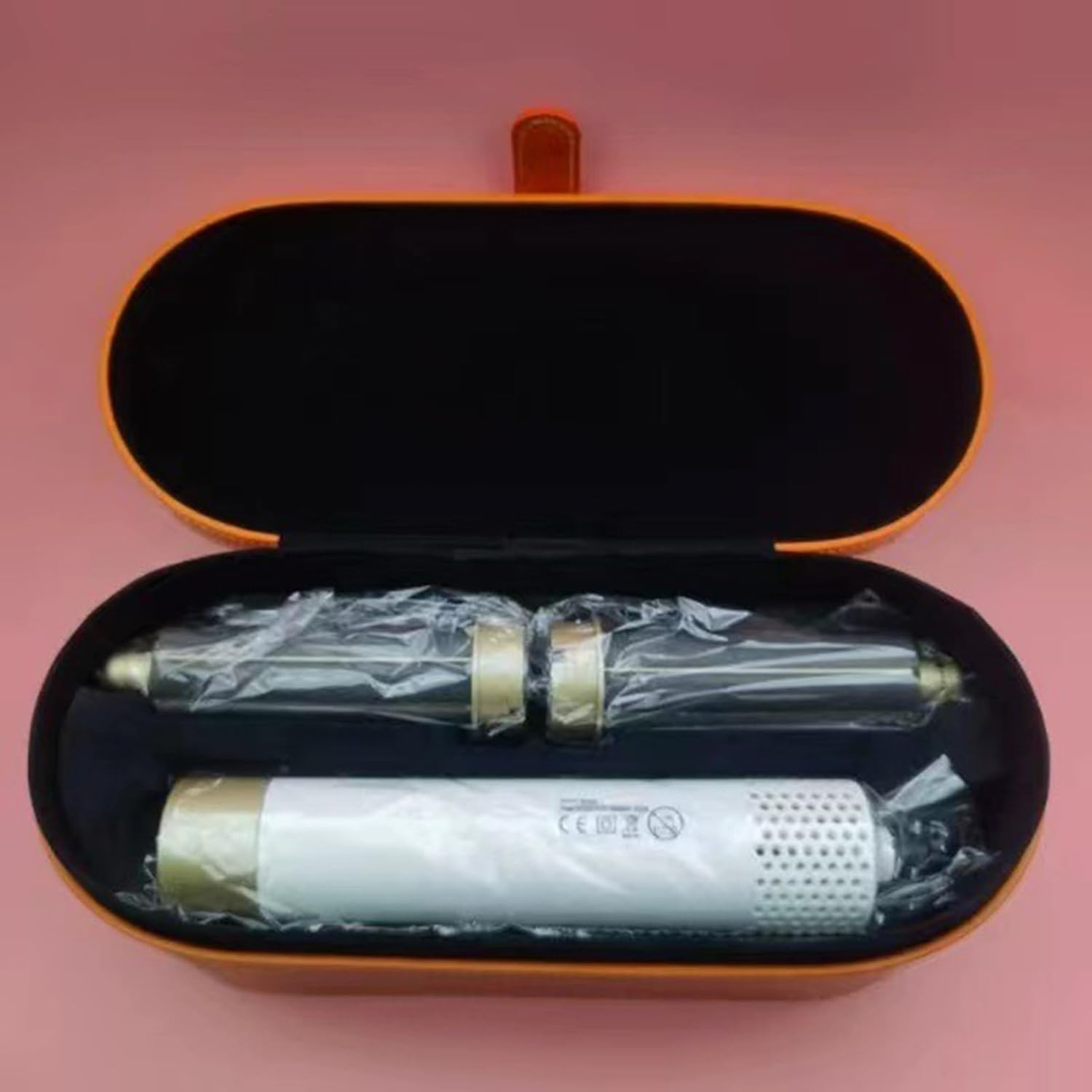 Orange PU Leather Hair Dryer Travel Storage Case – 33.5x13.5x13cm